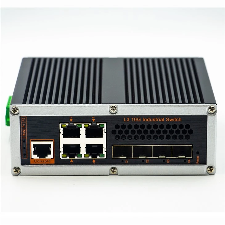 Interruptor Ethernet industrial de 3 capas 4*100GBASE FX a 4*10GBASE TX SFP