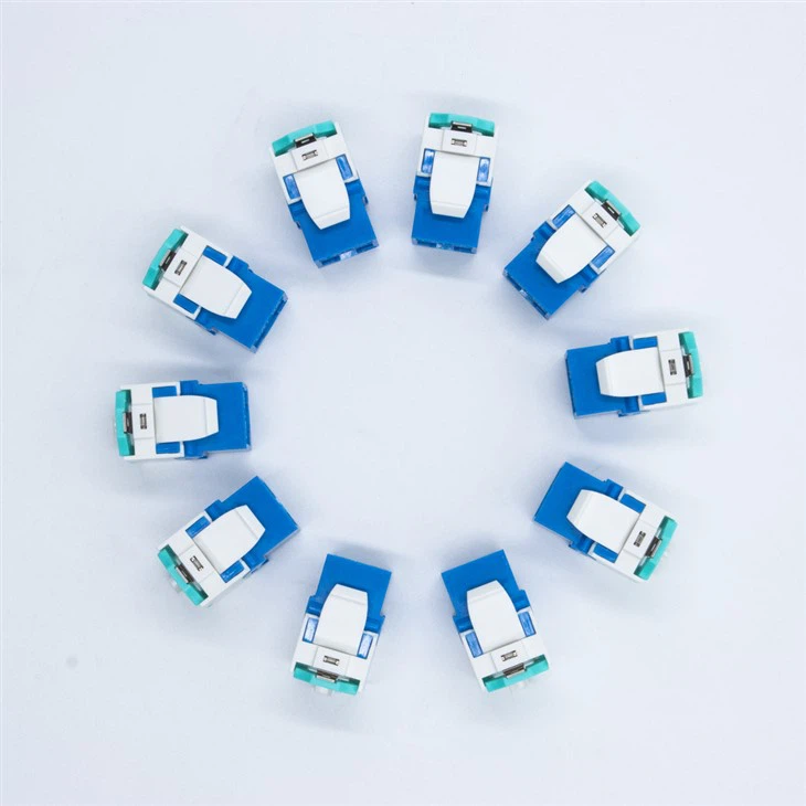 Short Body Toolless CAT6A UTP RJ45 Jack 180° Keystone Module