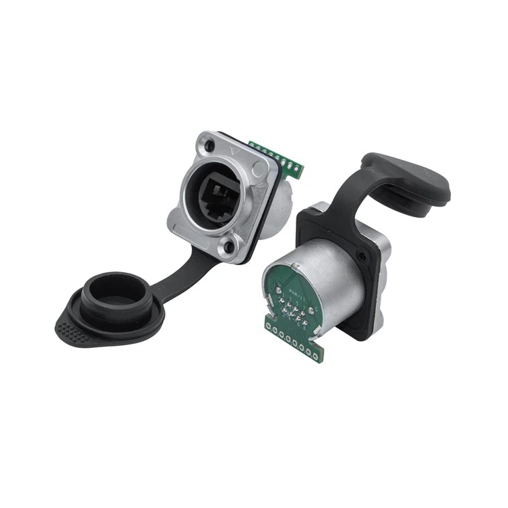 Panel de forma D RJ45 Conector impermeable|Brida de metal