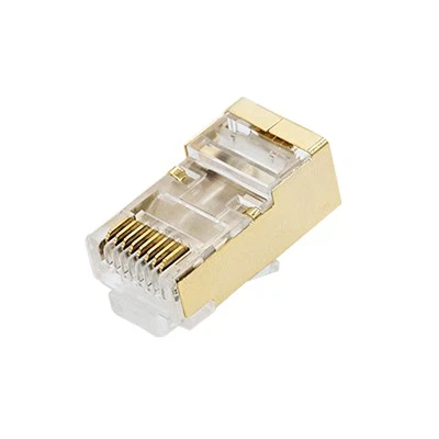 Conector RJ45 Cat6 blindado totalmente chapado en oro de 2-piezas